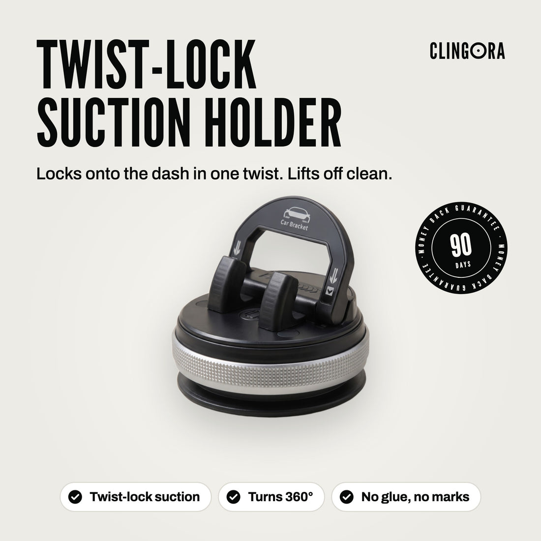 Clingora twist-lock suction phone holder