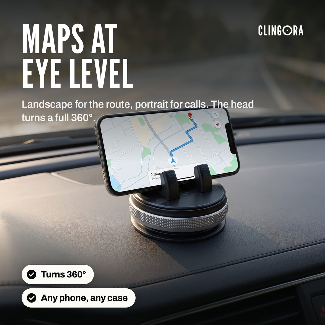 Maps at eye level, the head turns 360 degrees